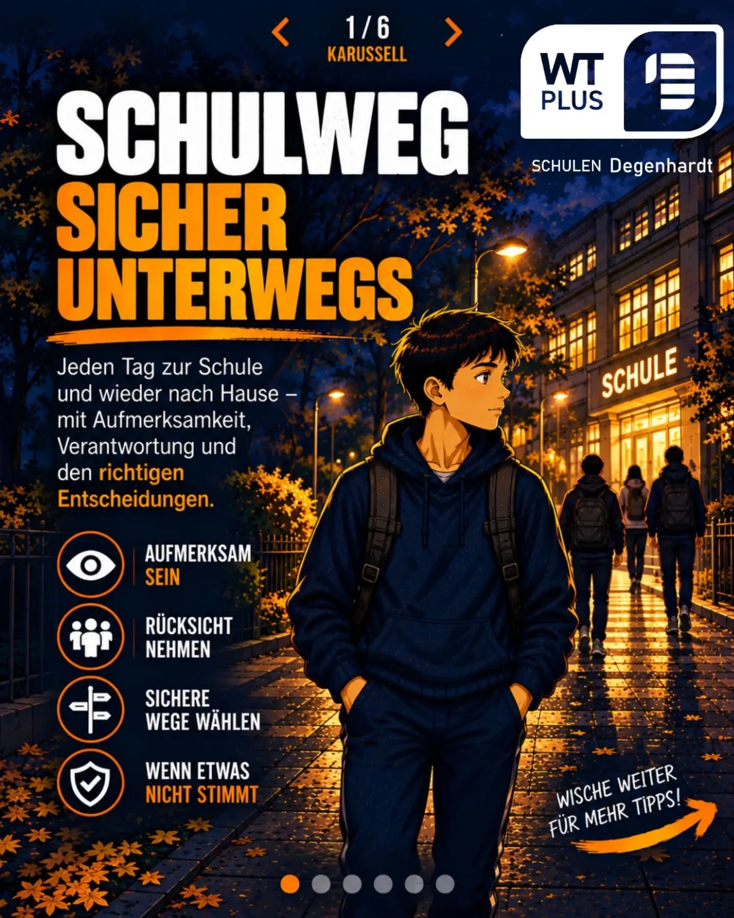 🐯 Motto der Woche: Sicher zur Schule – sicher nach Hause! 🎒 Der Schulweg gehört für unsere Schülerin