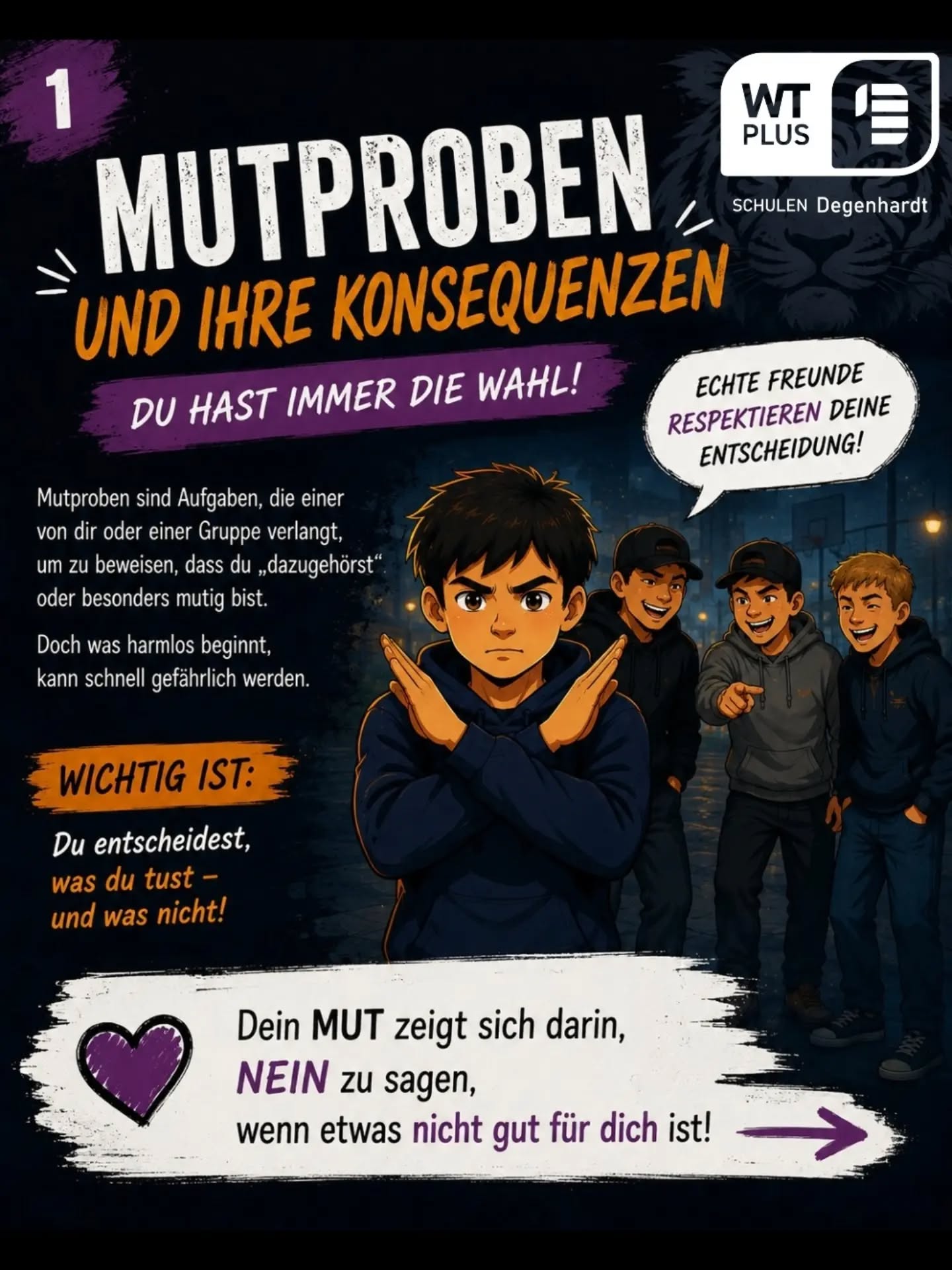 💜 UNSER MOTTO DER WOCHE IN UNSEREN KINDERKURSEN: „DU HAST IMMER DIE WAHL!“ 💪 Mut bedeutet nicht, all